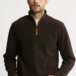 Wool blend quarter zip pullover Men's brown
